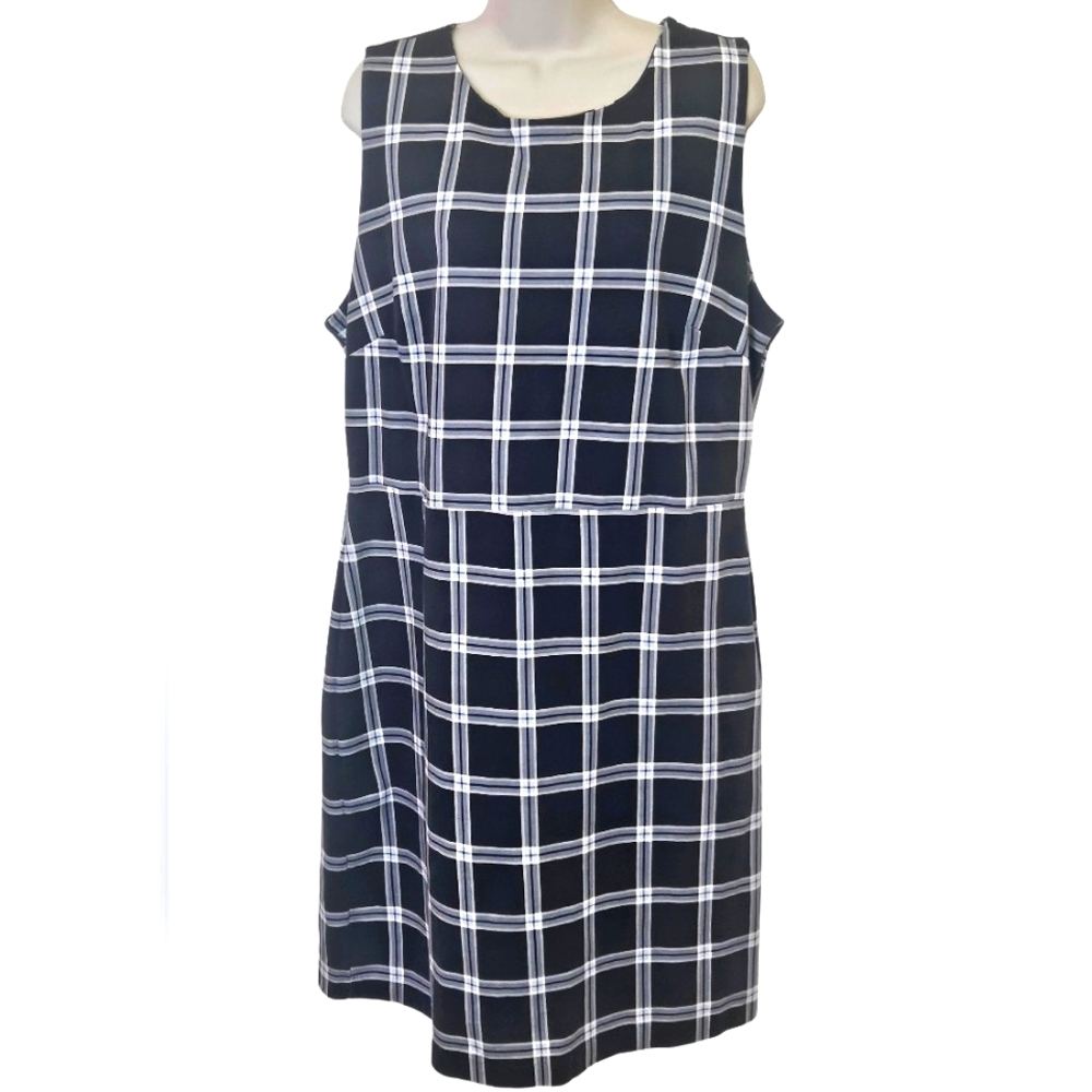 Old Navy Black/Blue Multi-Color Plaid Sleeveless Sheath Dress, X-Large